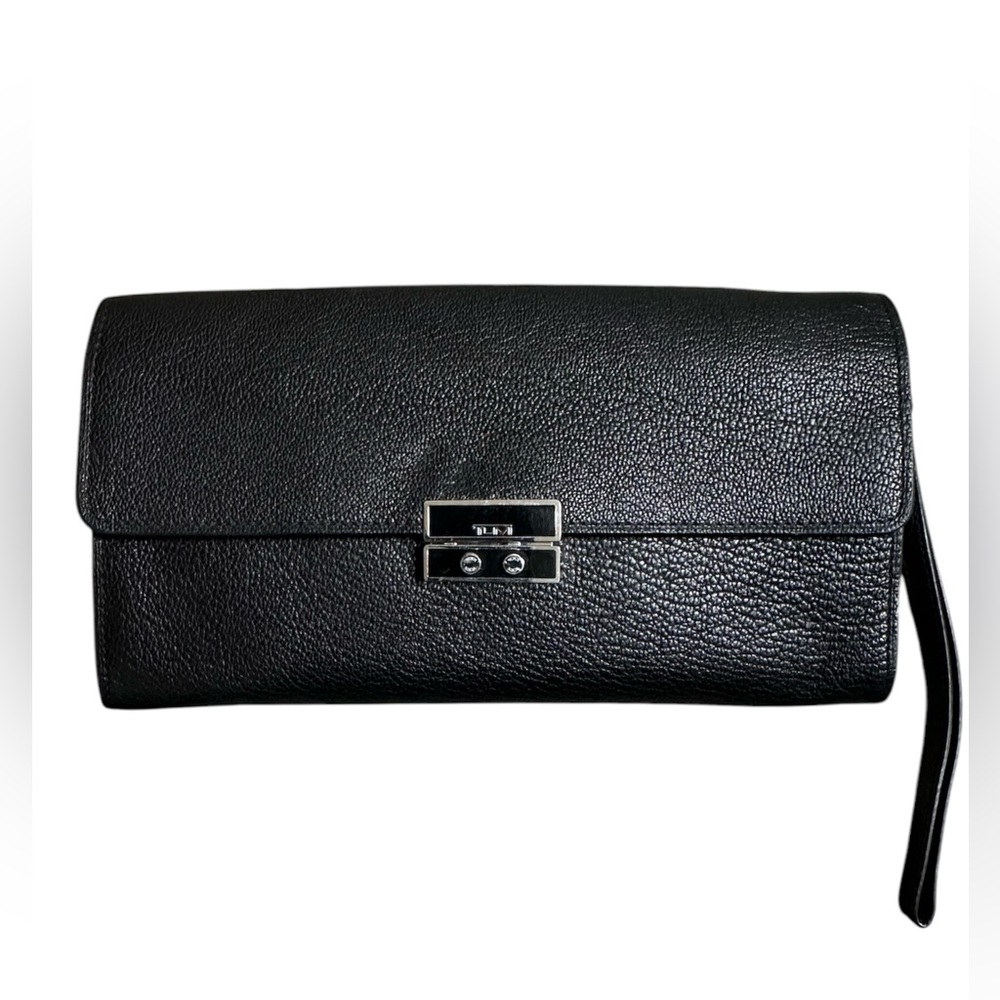 TUMI Leather Travel Organizer Wristlet Wallet